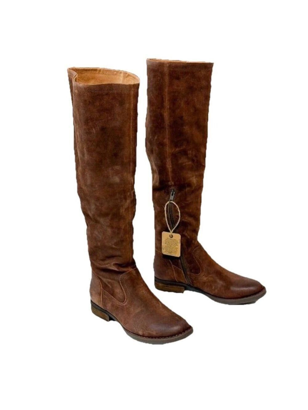 Born Womens Britton Over the Knee Brown Boot Leather Size 6.5M Riding Boots